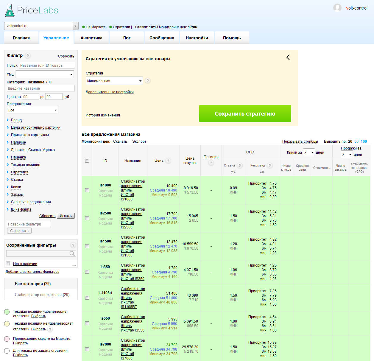 Настройка стратегии по умолчанию в PriceLabs